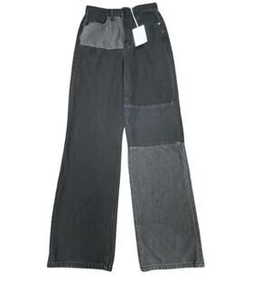 Cello High-Waist Wide Leg Patchwork Jeans Black XS NWT